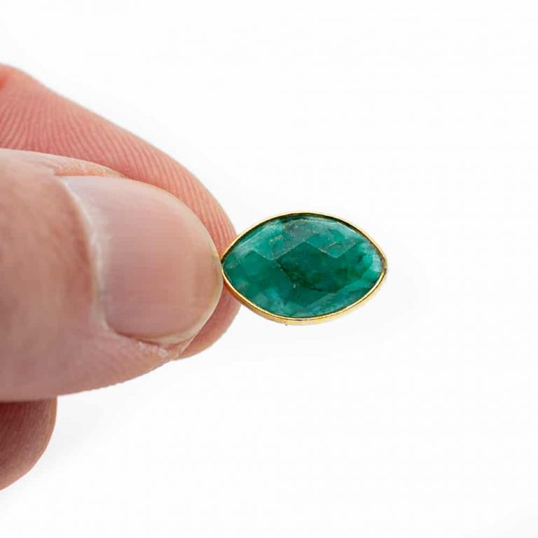 Edelsteen hanger voor ketting geboortesteen mei smaragd druppel - Mindfulshop - goud