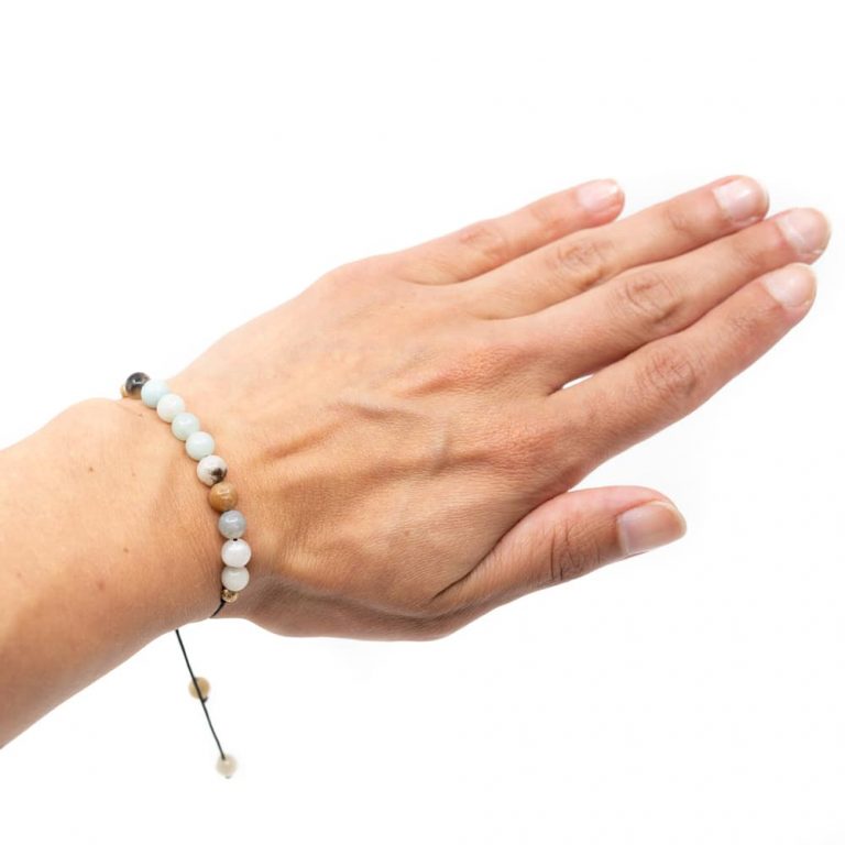 Edelsteen armband amazoniet verstelbaar - Mindfulshop - grijs