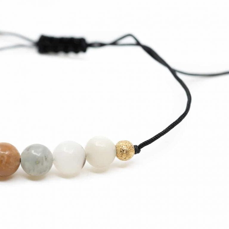 Edelsteen armband amazoniet verstelbaar - Mindfulshop - grijs