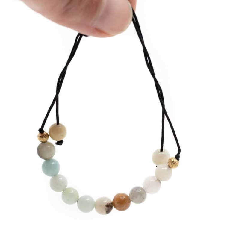 Edelsteen armband amazoniet verstelbaar - Mindfulshop - grijs
