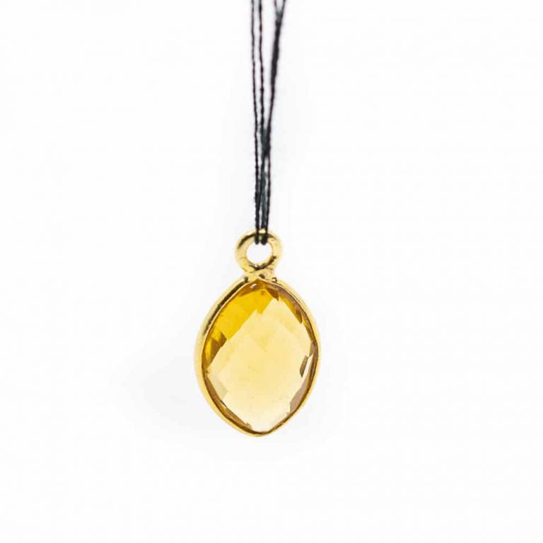Edelsteen hanger voor ketting geboortesteen november citrien druppel - Mindfulshop - goud