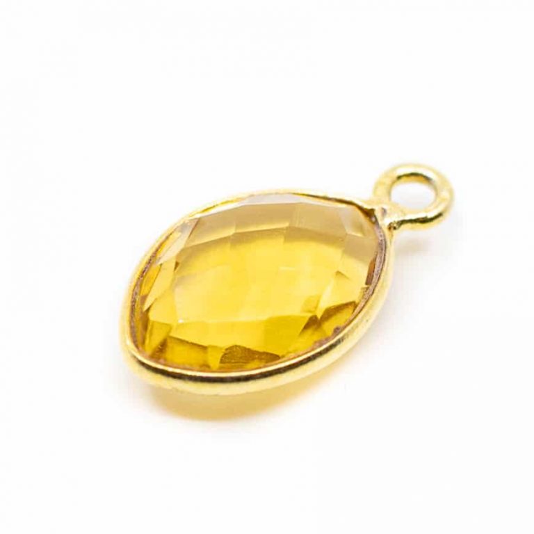 Edelsteen hanger voor ketting geboortesteen november citrien druppel - Mindfulshop - goud