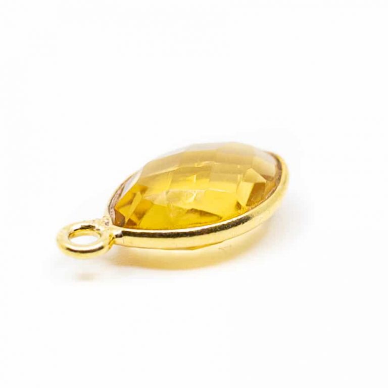 Edelsteen hanger voor ketting geboortesteen november citrien druppel - Mindfulshop - goud