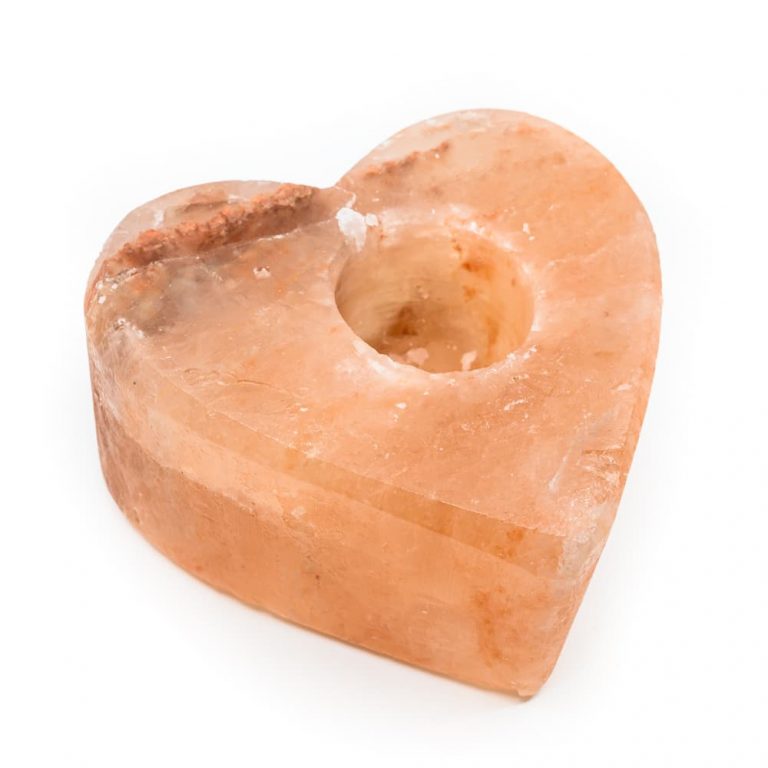 Waxinelichthouder zoutsteen oranje hart - 1.3 kg - Mindfulshop - oranje