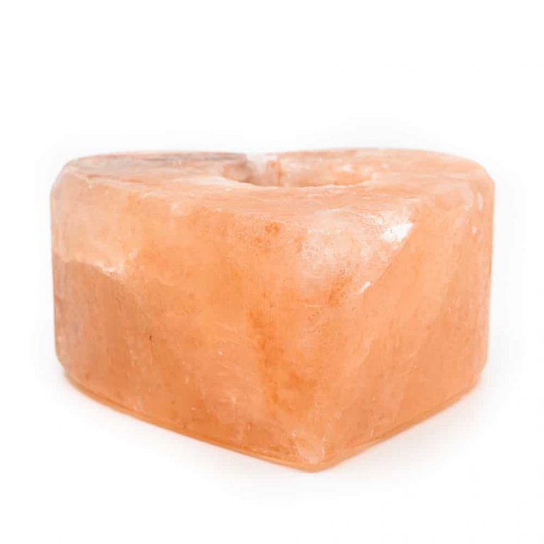 Waxinelichthouder zoutsteen oranje hart - 1.3 kg - Mindfulshop - oranje