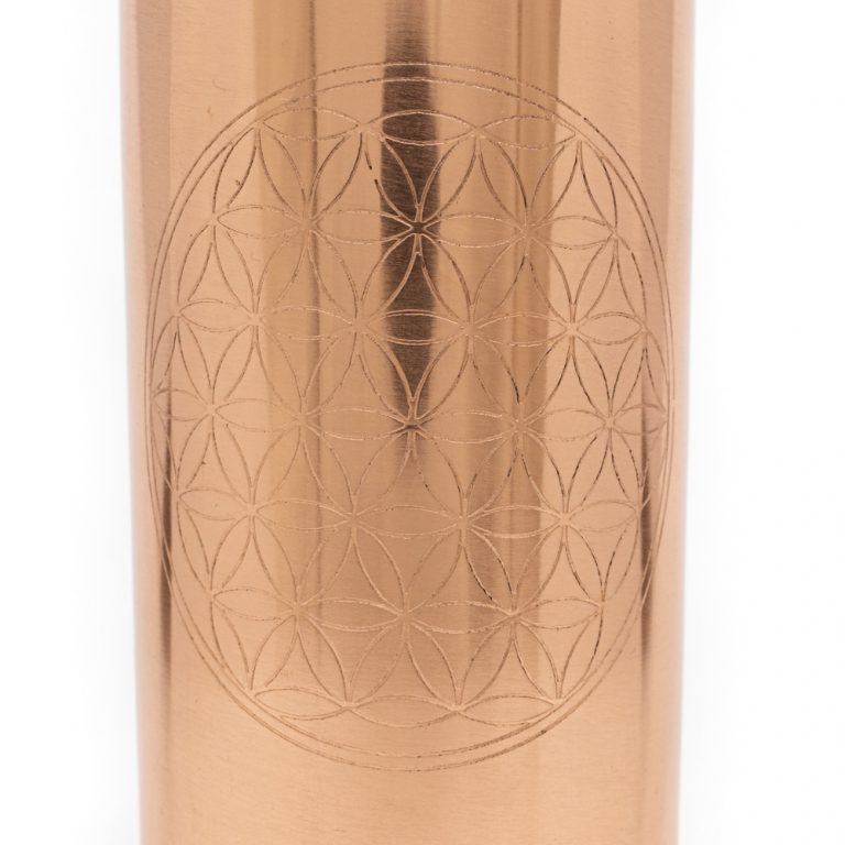 Koperen waterfles Flower of Life geëtst – 900 ml