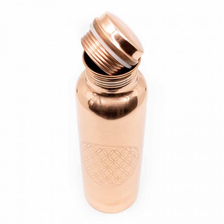 Koperen waterfles Flower of Life geëtst – 900 ml