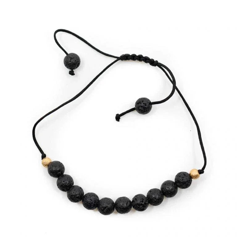 Edelsteen armband lavasteen verstelbaar - Mindfulshop - zwart