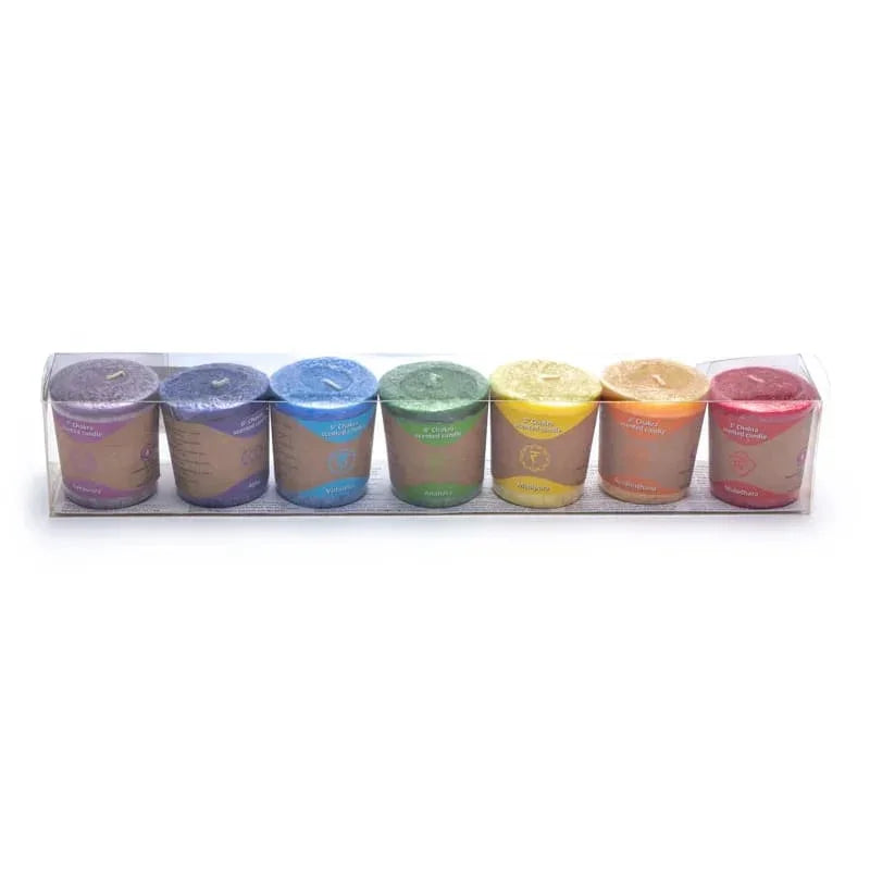 Geurkaarsjes set chakra 7 stuks in geschenkdoos - Mindfulshop - multicolor
