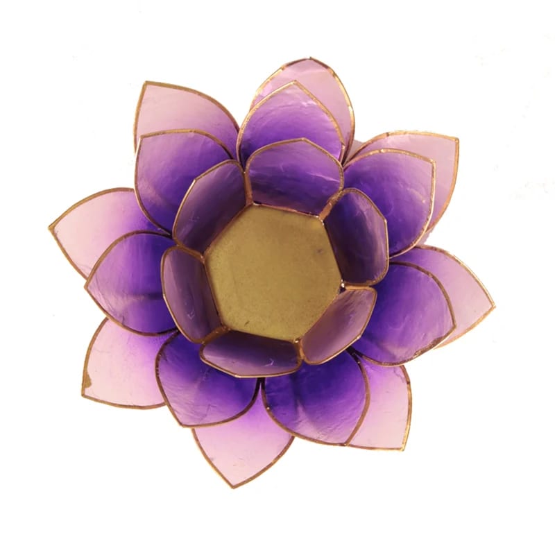 Waxinelichthouder lotus violet goudrand - Mindfulshop - violet