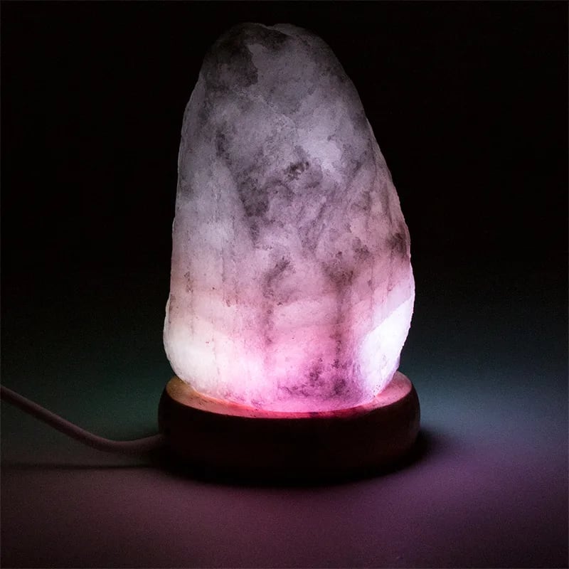 Zoutlamp ruw mood mini (600 gr) usb + led - Mindfulshop - wit