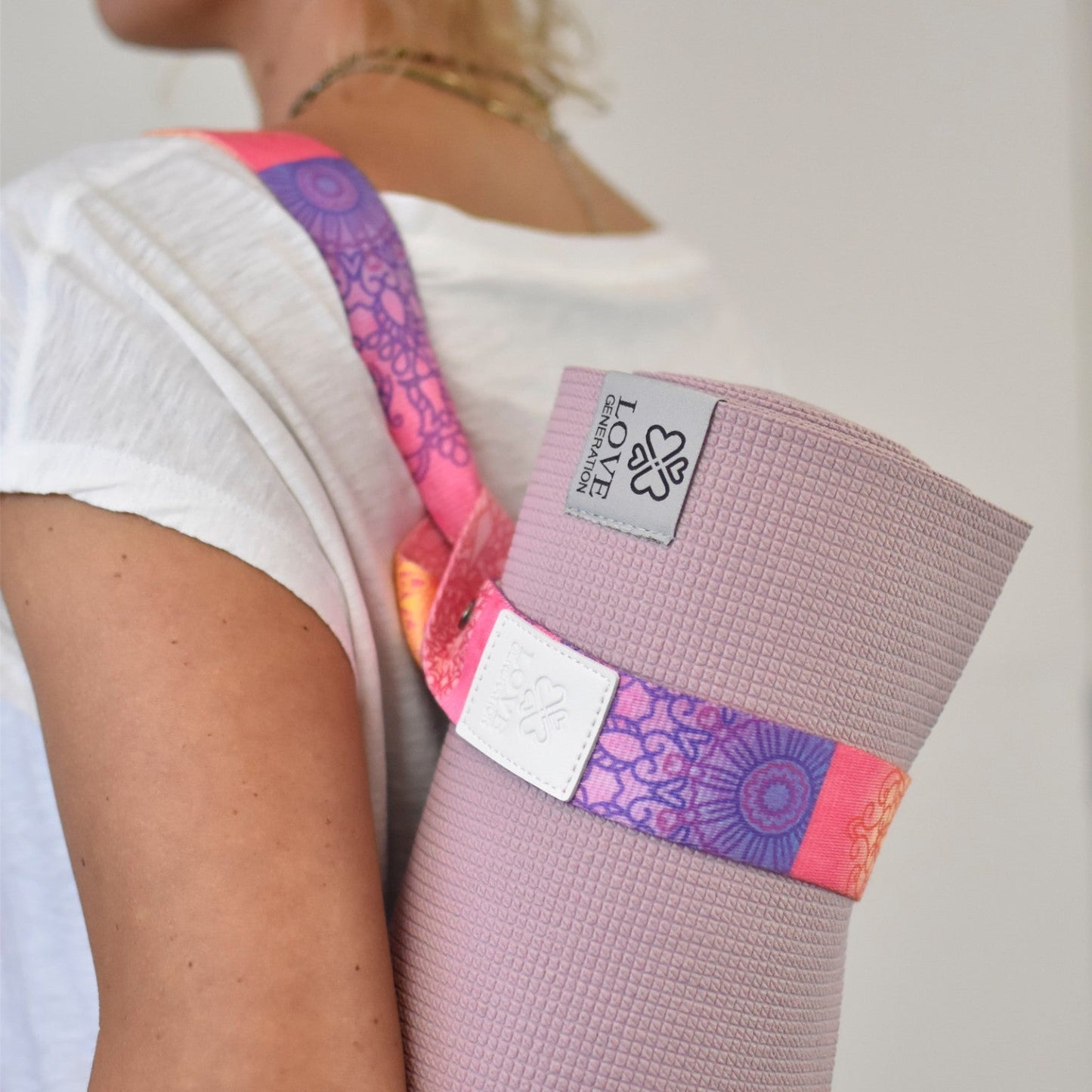 Yogamat draagriem print - Love Generation - royal