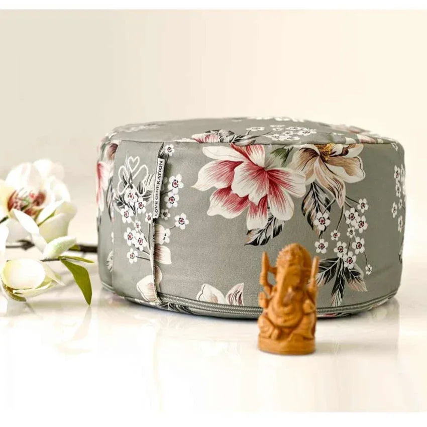 Meditatiekussen rond print - Love Generation - vintage flowers