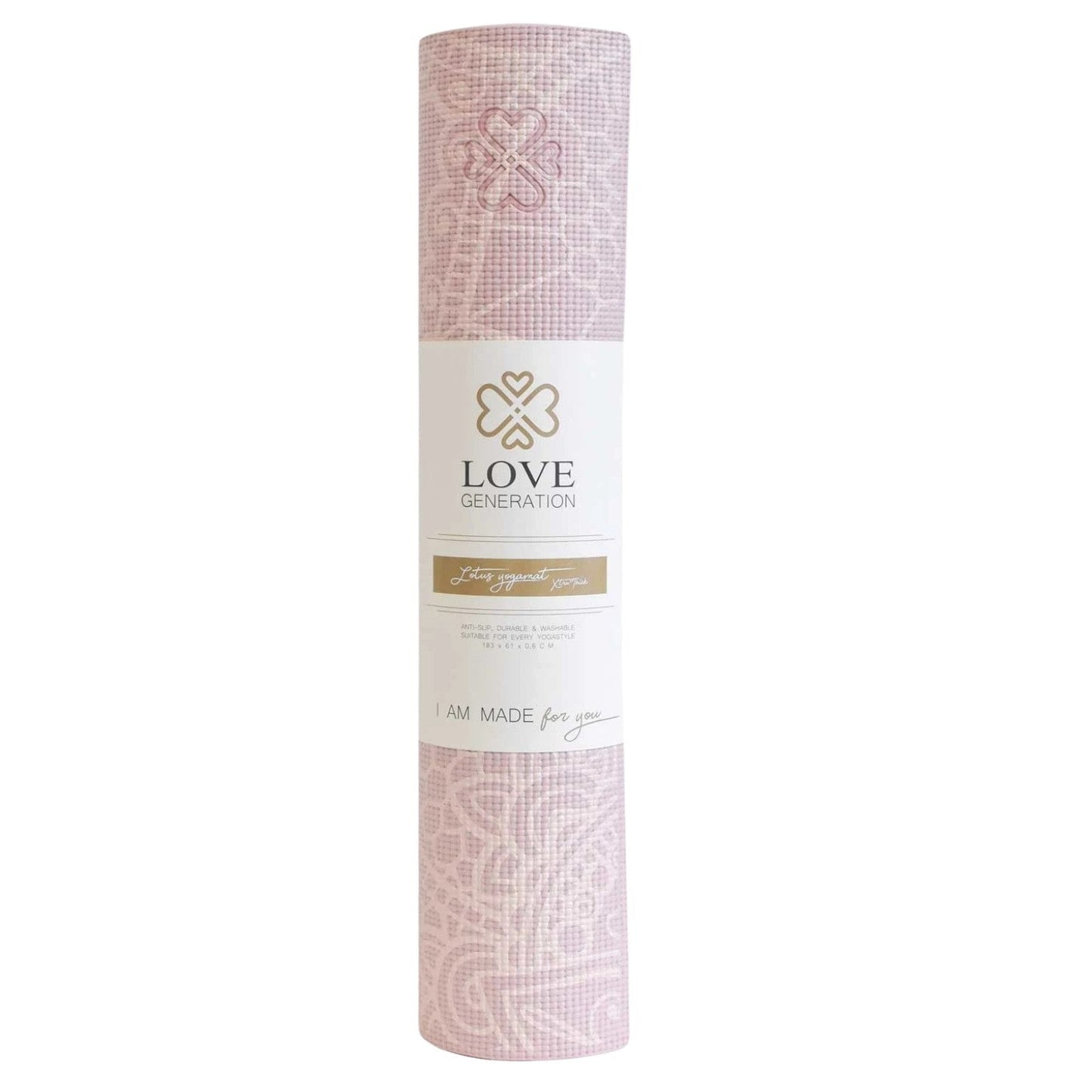 Yogamat Lotus print extra dik 6 mm sticky - Love Generation - roze