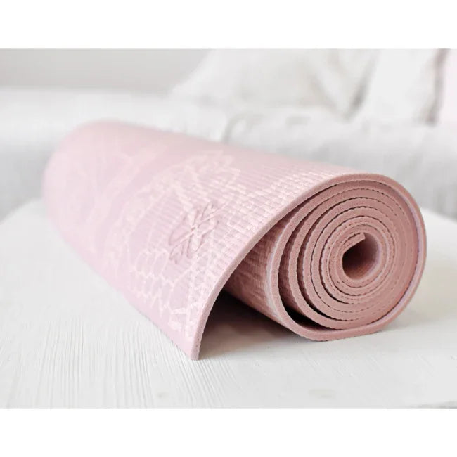Yogamat Lotus print extra dik 6 mm - Love Generation - roze - The Mindfulshop