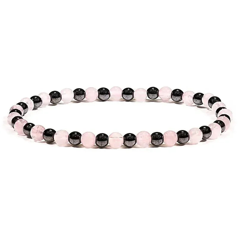Edelsteen armband hematine/rozenkwarts mix 4mm - Mindfulshop - multicolor