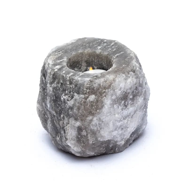 Waxinelichthouder zoutkristal grijs (800-1200 gr) - mindfulshop - grijs