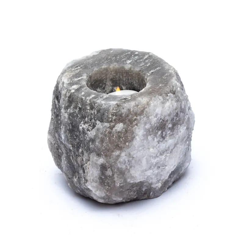 Waxinelichthouder zoutkristal grijs (800-1200 gr) - mindfulshop - grijs