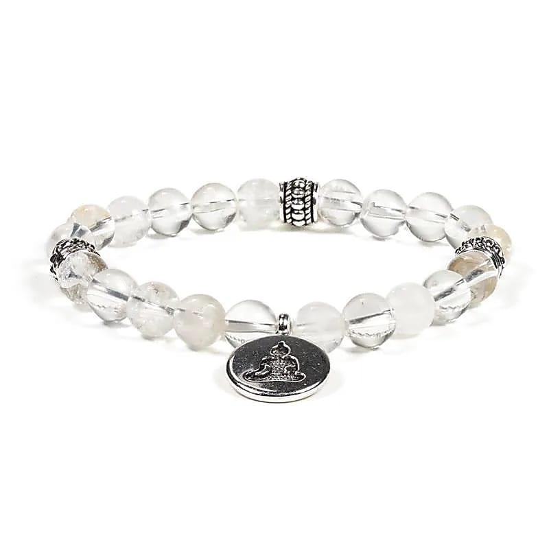Edelsteen armband bergkristal met boeddha - Mindfulshop - wit
