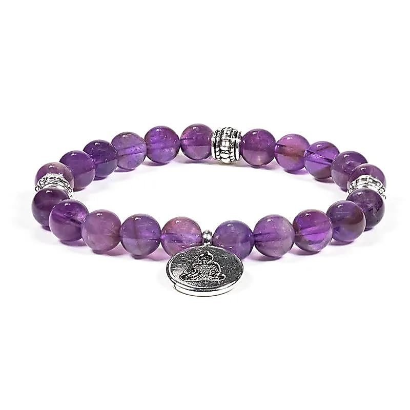 Edelsteen armband amethist met boeddha - Mindfulshop - paars