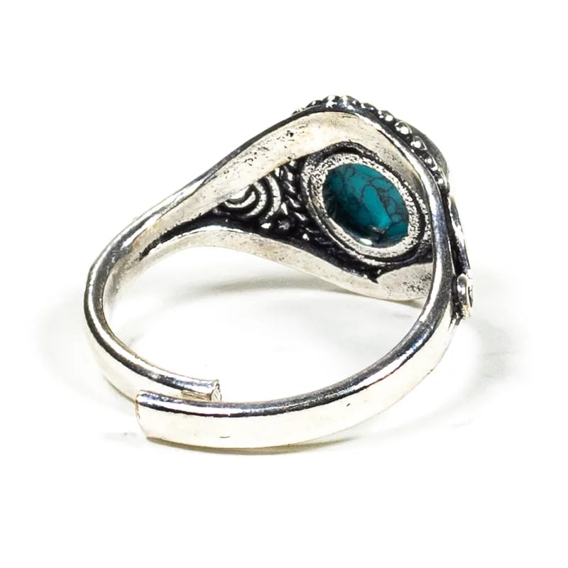 Ring edelsteen turquoise verstelbaar - Mindfulshop - zilver