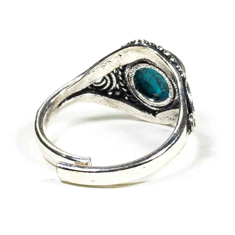 Ring edelsteen turquoise verstelbaar - Mindfulshop - zilver