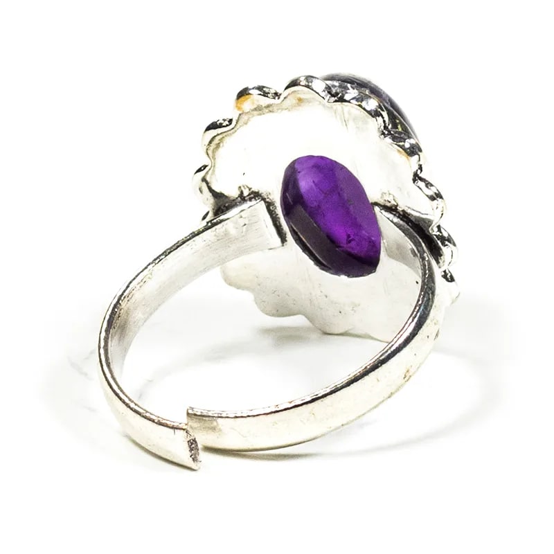 Ring edelsteen amethist verstelbaar - Mindfulshop - zilver