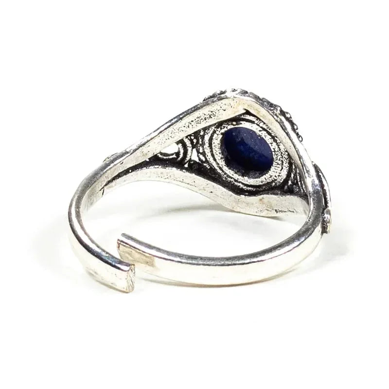 Ring edelsteen lapis lazuli verstelbaar - Mindfulshop - zilver