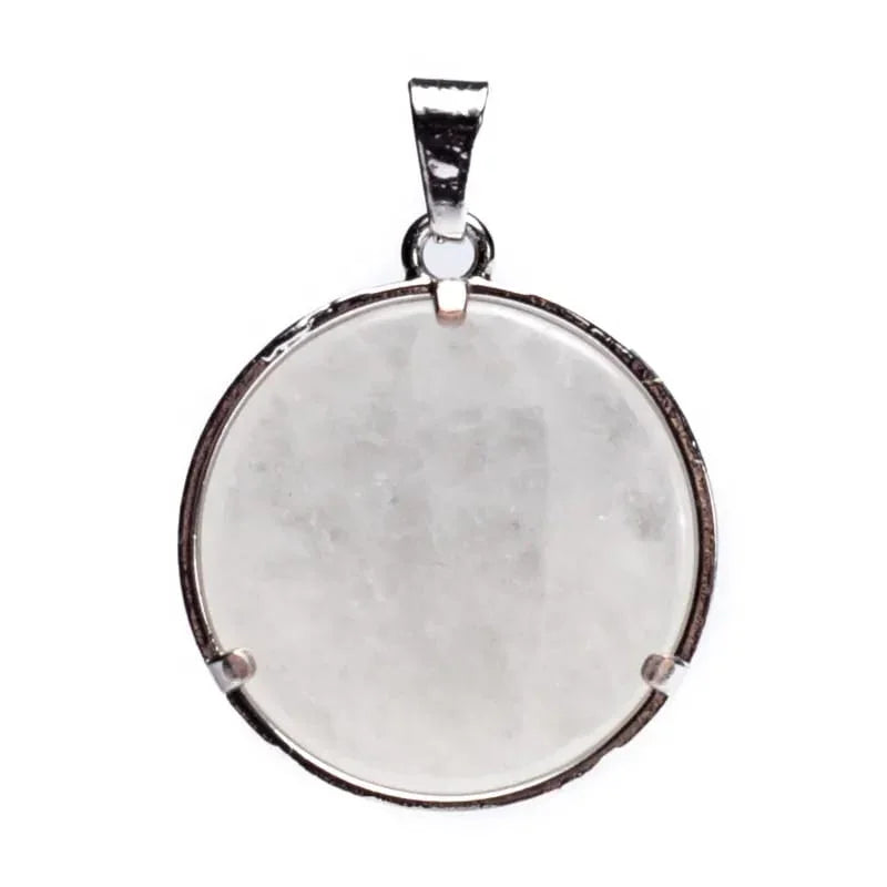Edelsteen hanger voor ketting bloem des levens met bergkristal - Mindfulshop - zilver