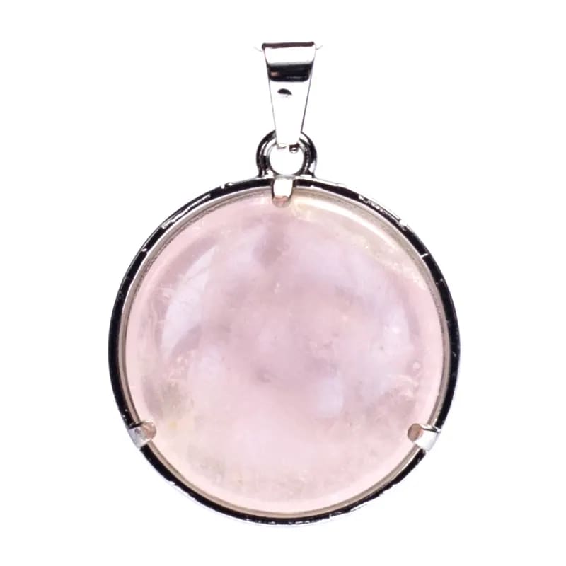 Edelsteen hanger voor ketting ohm met rozenkwarts - Mindfulshop - zilver