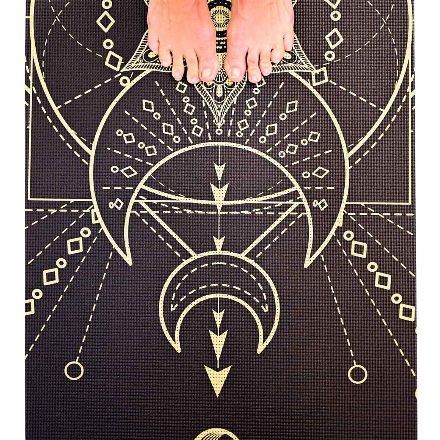 Yogamat Sacred print extra dik 6 mm - Love Generation - zwart / goud