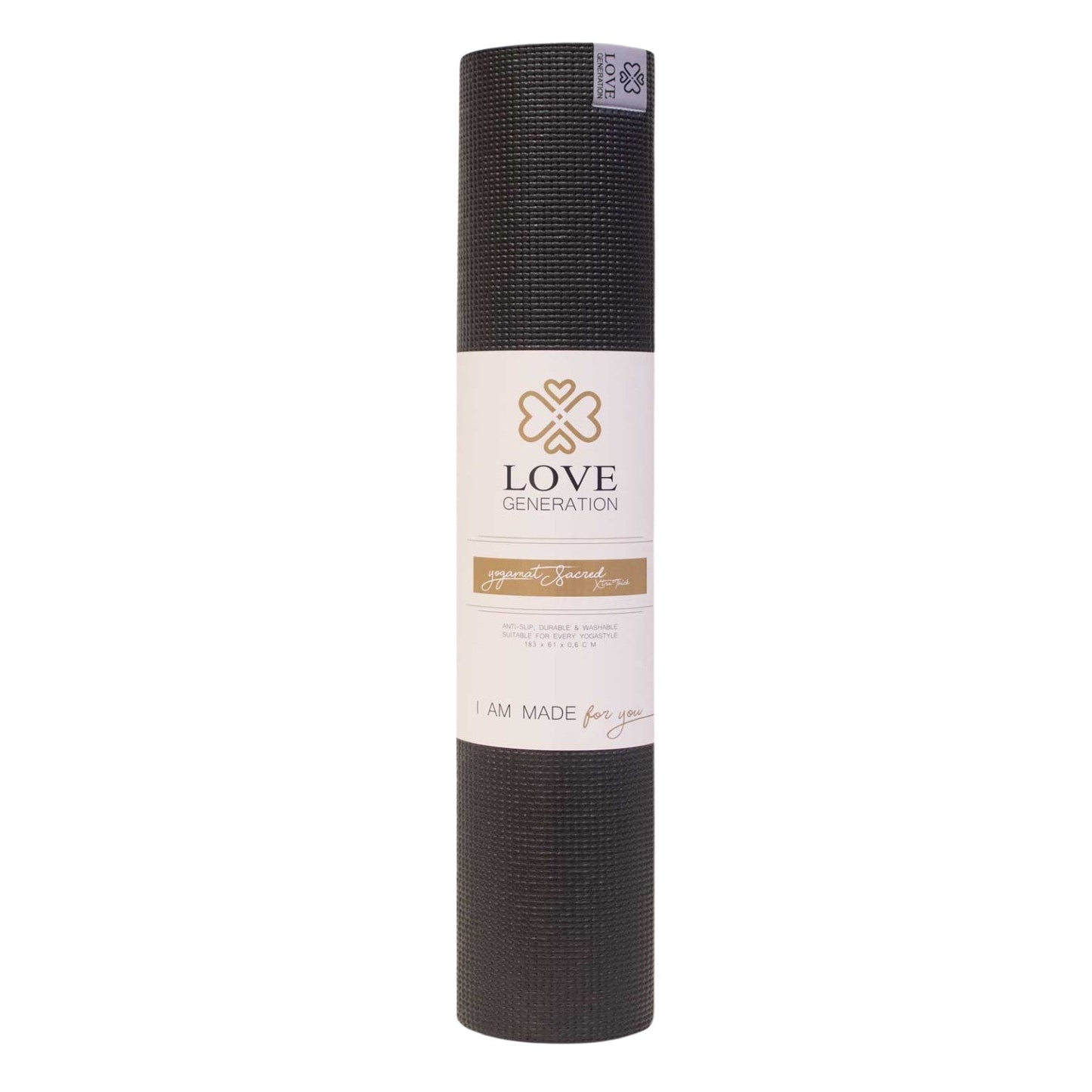Yogamat Sacred print extra dik 6 mm - Love Generation - zwart / goud