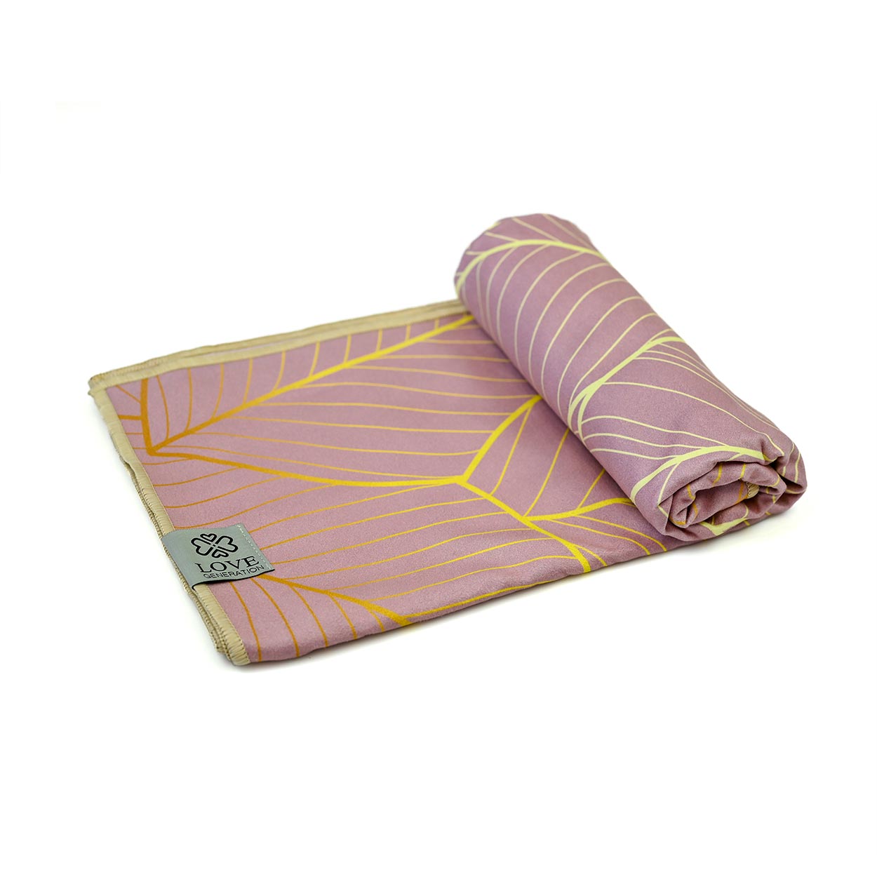 Yoga handdoek tweezijdig - Love Generation - pink leaves