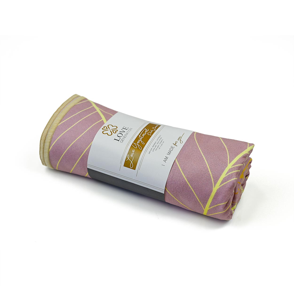 Yoga handdoek tweezijdig - Love Generation - pink leaves