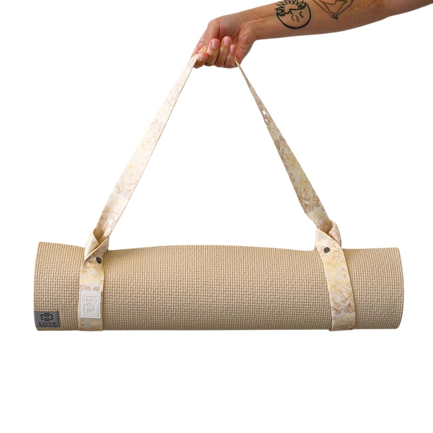 Yogamat draagriem print - Love Generation - golden flowers