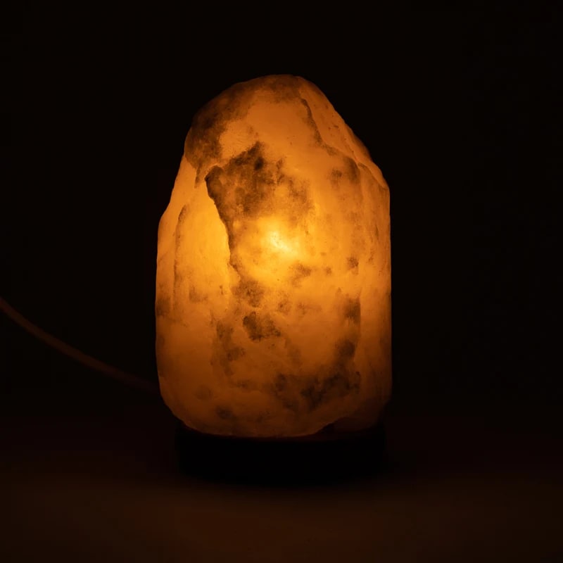 Zoutlamp ruw (1,5-2kg) met snoer en led lamp - Mindfulshop - grijs