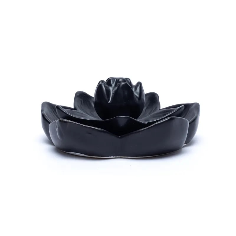 Backflow wierookhouder waterval lotusbloem - Mindfulshop - zwart