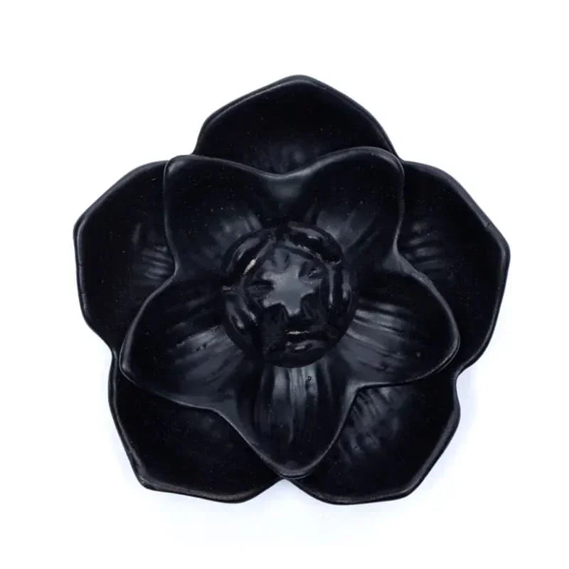 Backflow wierookhouder waterval lotusbloem - Mindfulshop - zwart