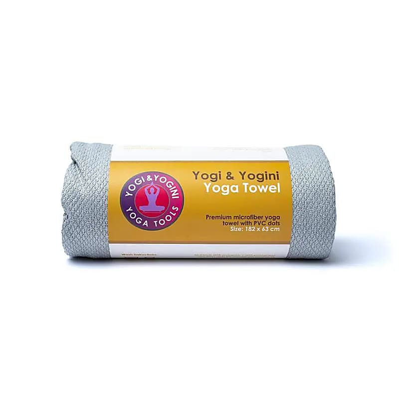 Yoga handdoek antislip - Yogi & Yogini - lichtgrijs