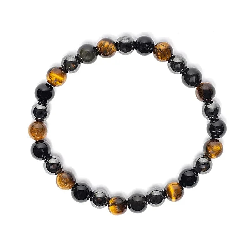 Armband met tijgeroog en zwarte edelstenen voor mindfulness en zelfzorg