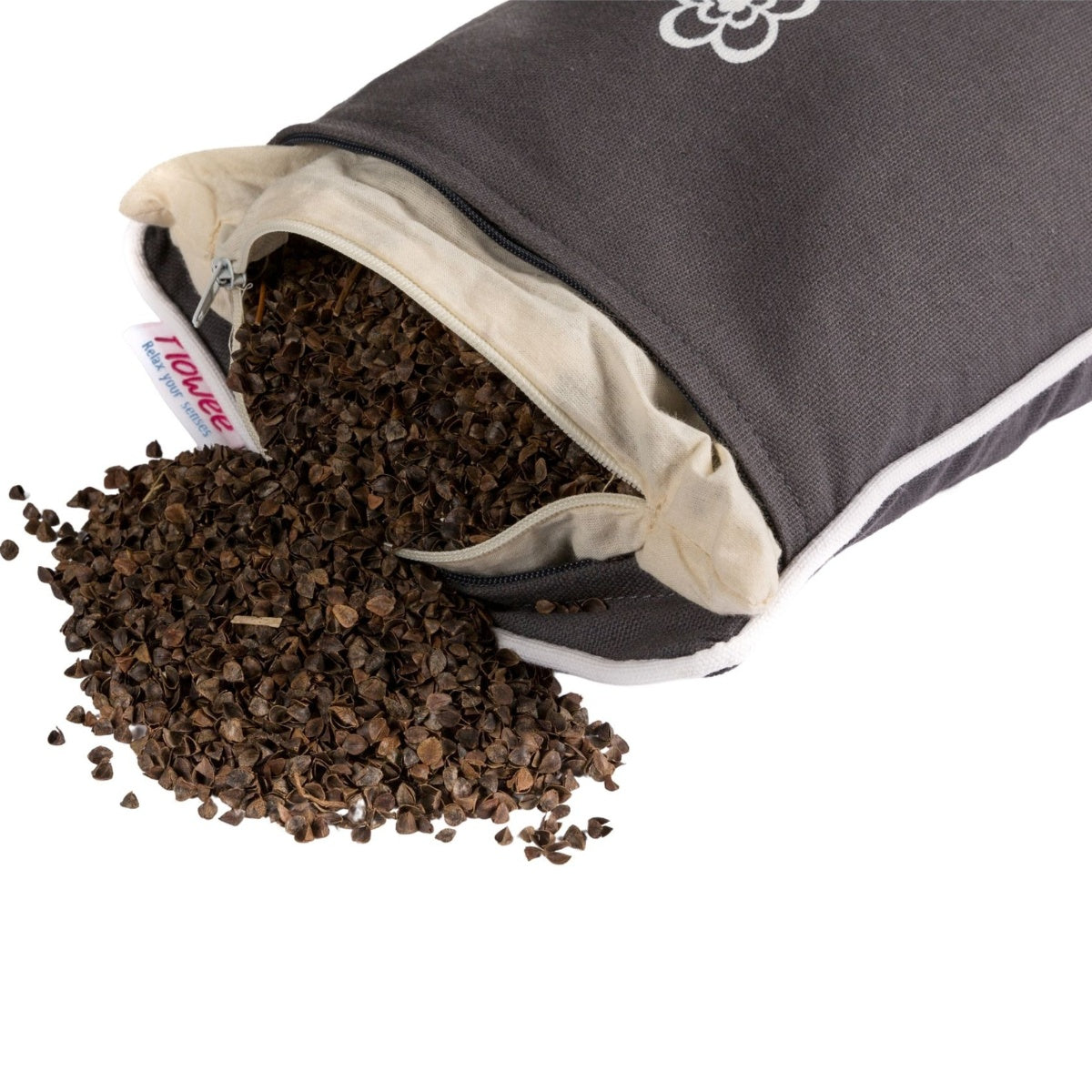 Spijkermat kussen - Flowee - grijs / wit