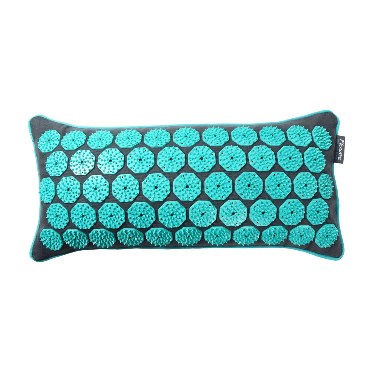 Spijkermat kussen - Flowee - grijs / zeegroen