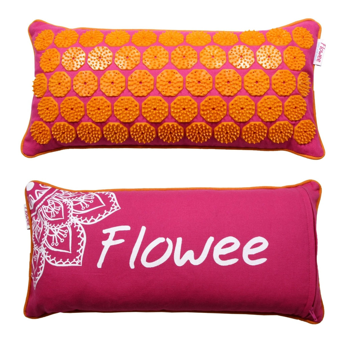 Spijkermat kussen - Flowee - fuchsia / oranje