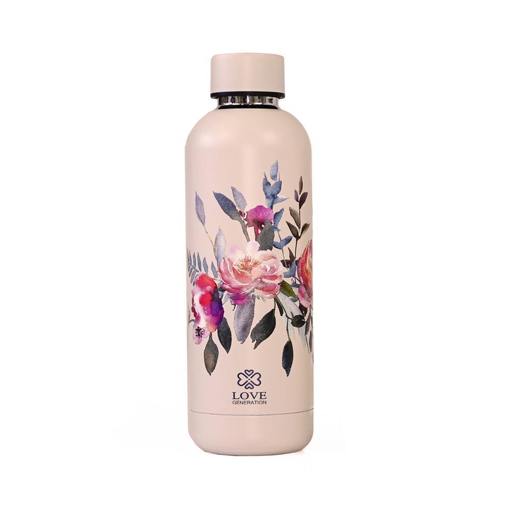 Waterfles thermos 500 ml flowers - Love Generation - precious pink