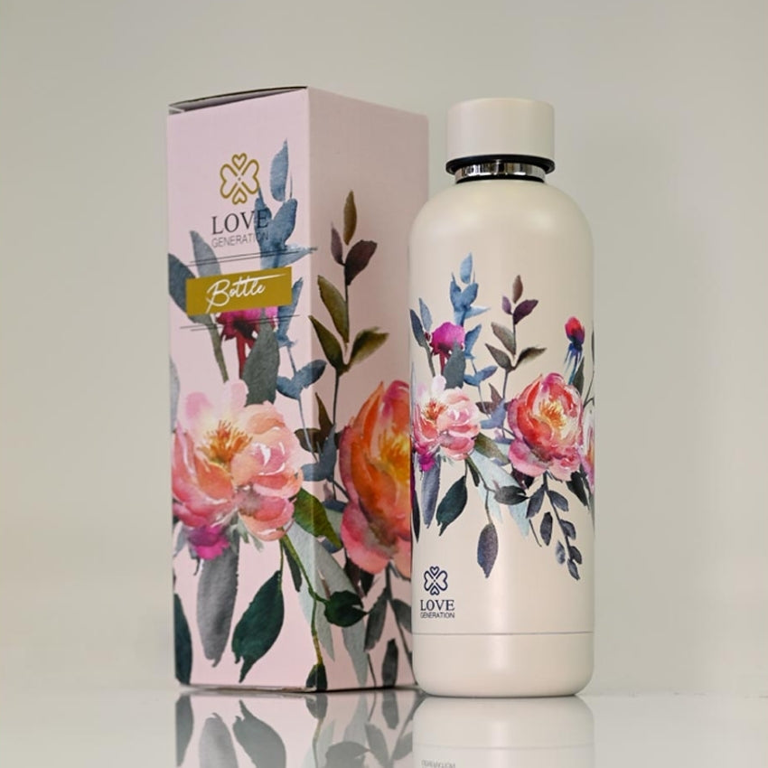 Waterfles thermos 500 ml flowers - Love Generation - precious pink