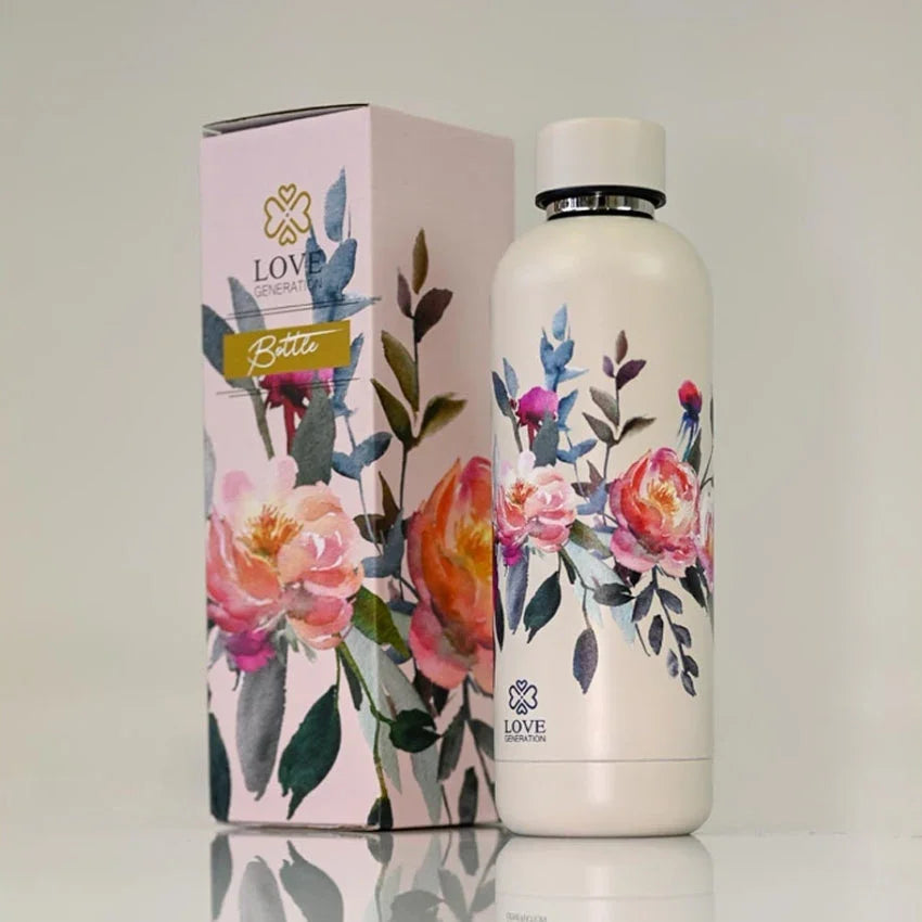Waterfles thermos 500 ml flowers - Love Generation - precious pink