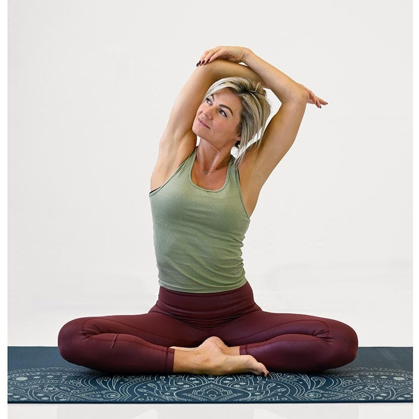 Yogamat Mystical print extra dik 6 mm - Love Generation - donkerblauw