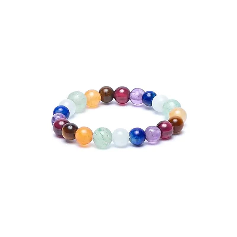 Edelsteen ring elastisch 7 chakra stenen - Mindfulshop - multicolor