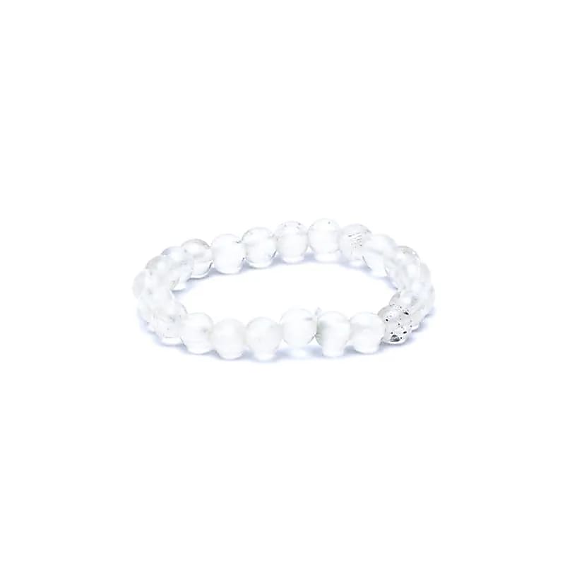 Edelsteen ring elastisch bergkristal - Mindfulshop - wit