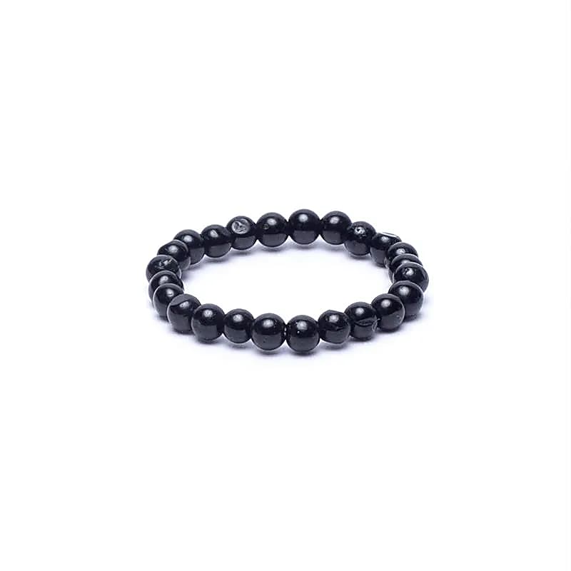 Edelsteen ring elastisch zwarte toermalijn - Mindfulshop - zwart